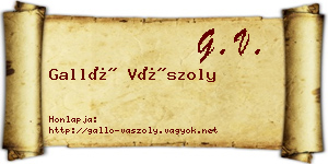 Galló Vászoly névjegykártya